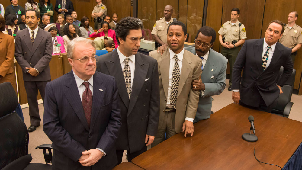 Picture: Nathan Lane, David Schwimmer, Cuba Gooding Jr., Courtney B. Vance and John Travolta in The People v. O.J. Simpson