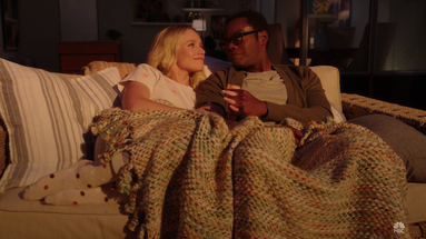 Picture: Kristen Bell and William Jackson Harper in the series finale of 