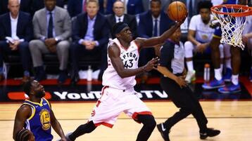 Picture: Pascal Siakam (Raptors) drives to hoop in game one of NBA Finals