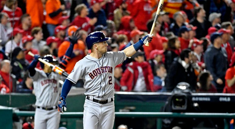 Picture: Houston Astros third baseman Alex Bregman celebrates a home run