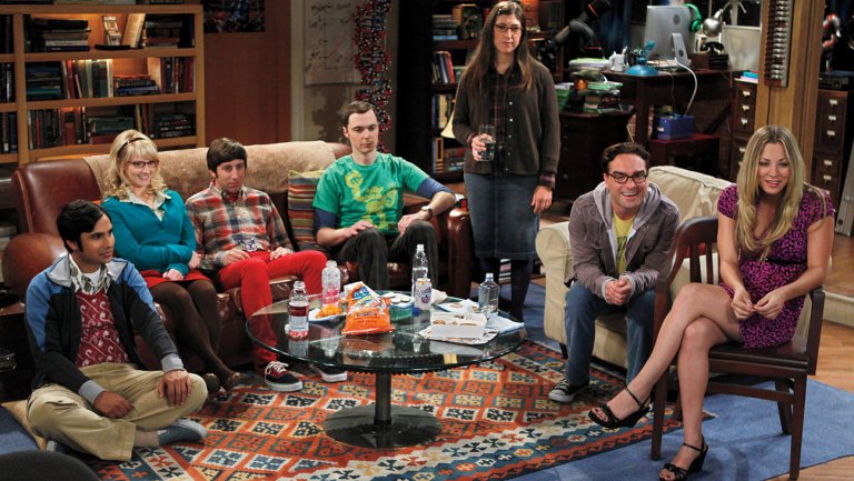 Picture: Kunal Nayyar, Melissa Rauch, Simon Helberg, Jim Parsons, Mayim Bialik, Johnny Galecki and Kaley Cuoco in The Big Bang Theory