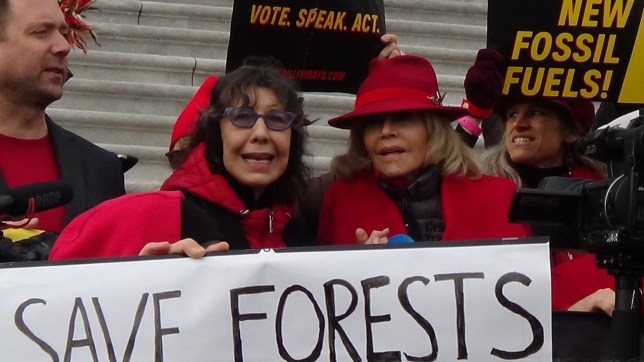 Picture: Lily Tomlin, left, and Jane Fonda at Climate Change protest in Washington D.C.