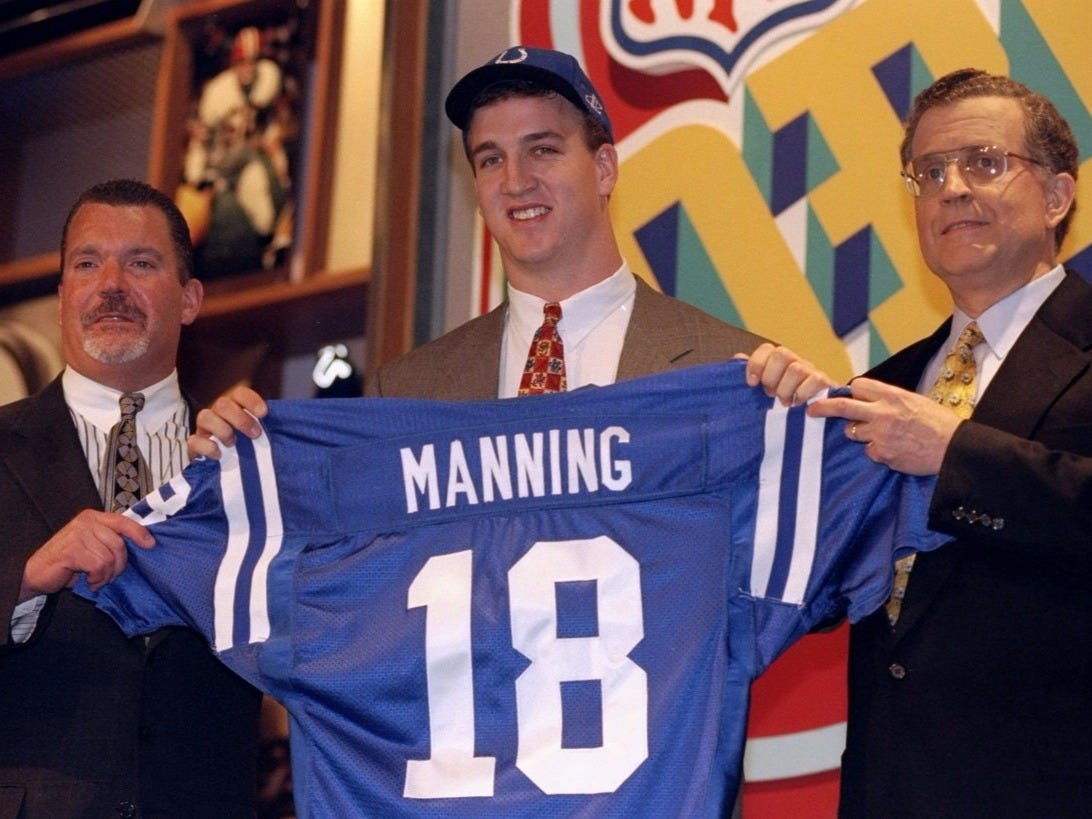 Picture: Peyton Manning taken first in 1998 NFL Draft by Indianapolis Colts
