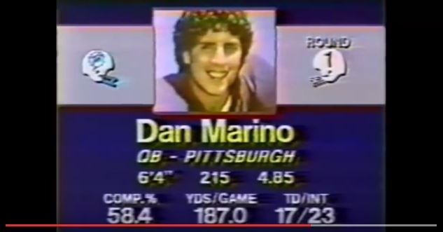 Picture: TV graphic for Dan Marino from 1983 NFL Draft