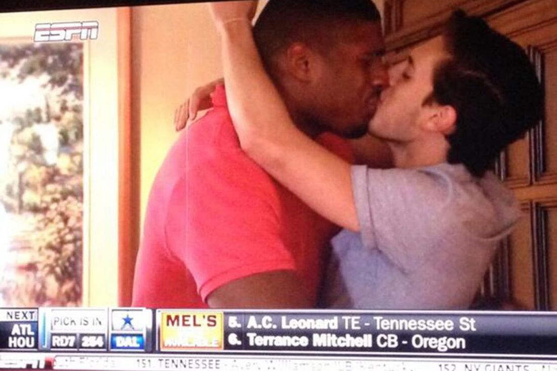Picture: Michael Sam kisses boyfriend after being drafted by St. Louis Rams
