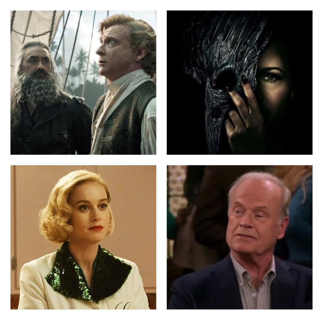 Picture: Image from Halloween Ends (upper left), cast of The School of Good and Evil (upper right), Eddie Redmayne and Jessica Chastain in The Good Nurse (lower left) and Peter Capaldi in The Devil's Hour (lower right) 