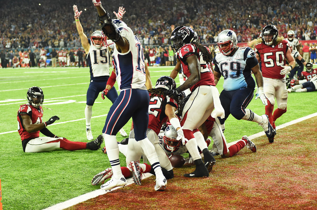 Picture: New England Patriots celebrate Super Bowl LI win as James White scores touchdown
