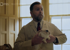 Picture: Why watch football when you can watch Samuel West holding a bunny?