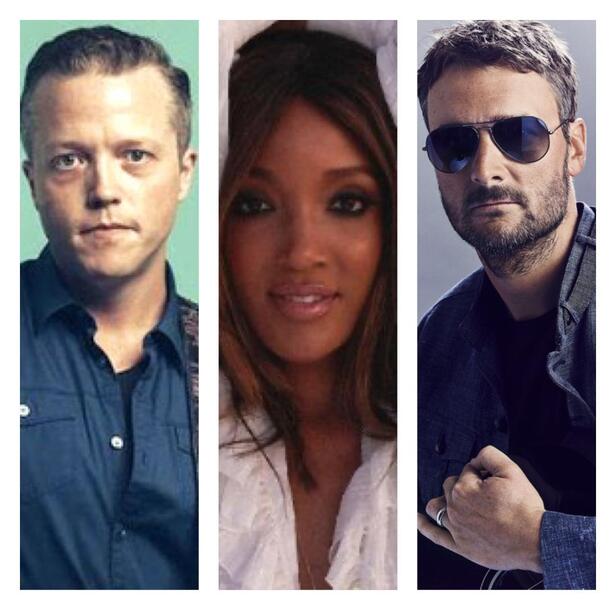 Picture: Jason Isbell (left), Mickey Guyton (center) and Eric Church (right)