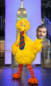 Picture: Big Bird holding Ted Cruz's head