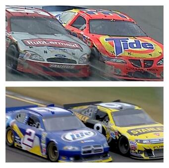 Picture: Kurt Busch and Ricky Craven (top) & Brad Keselowski and Marcos Ambrose (bottom)