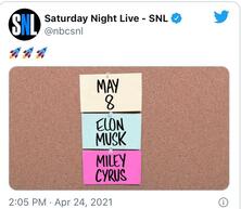 Picture: SNL post its showing Elon Musk as next host