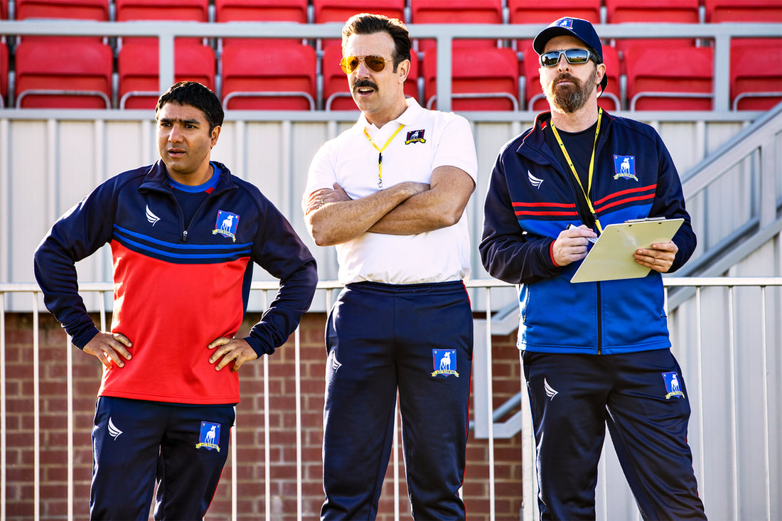 Picture: Nick Mohammed, Jason Sudeikis and Brendan Hunt in 'Ted Lasso'