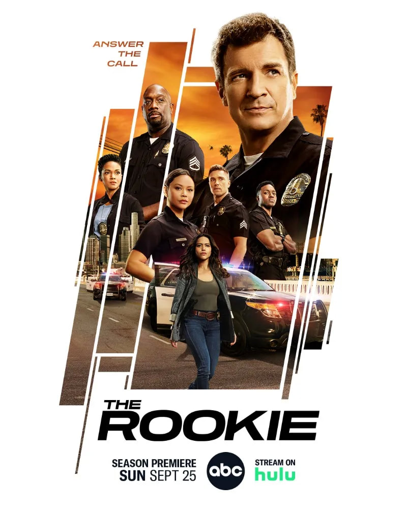 Picture: Mekia Cox, Titus Makin Jr. and Nathan Fillion in 'The Rookie'