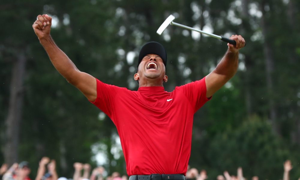 Picture: Tiger Woods celebrates winning 2019 Masters 
