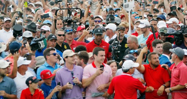 Picture: Tiger Woods surrounded by fans at 2018 TOUR Championship