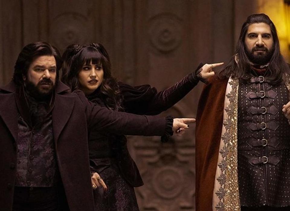 Picture: Matt Berry, Natasia Demetriou and Kayvan Novak in What We Do in the Shadows