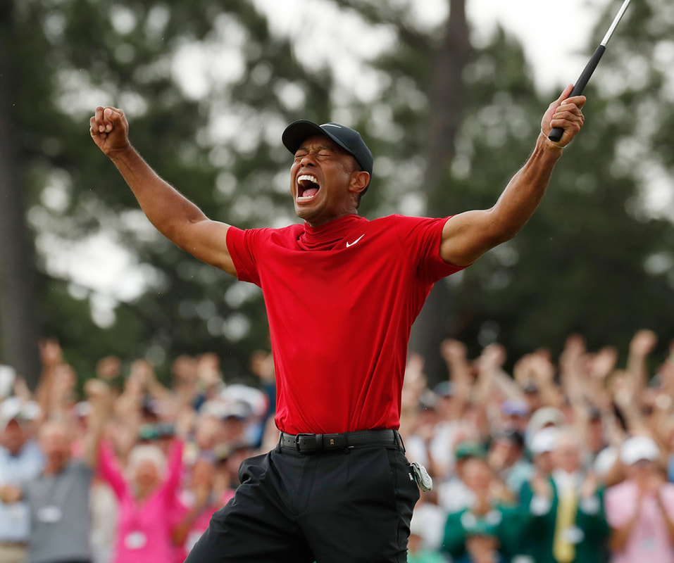 Picture: Tiger Woods celebrates winning 2019 Masters Tournament